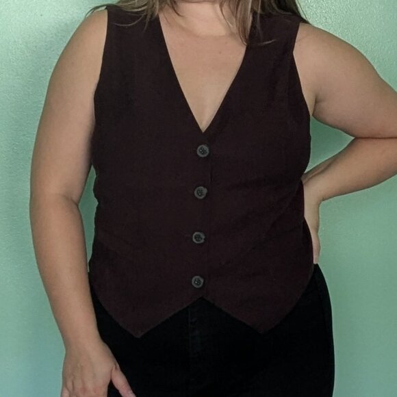A New Day Brown Button Up Vest - Picture 4 of 4